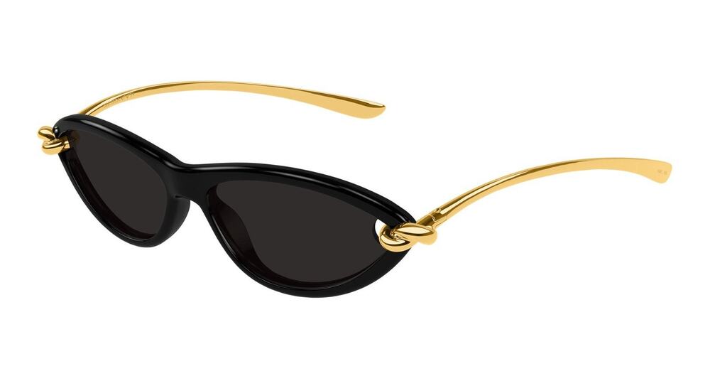 BOTTEGA VENETA BV 1390S 001 Black Gold KNOT Oval Sunglasses AUTHENTIC